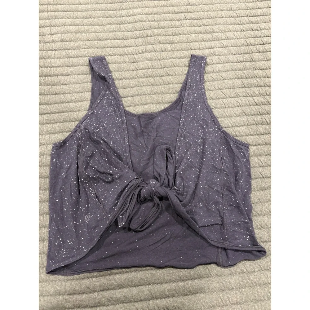 Lululemon Its A Tie Tank‎ Splatter Dye Black White Size 10 Wrap Around